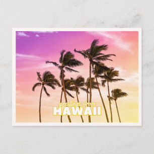 Hawaii Zonsondergang Tropische Palmboom Hawaii Gro Briefkaart