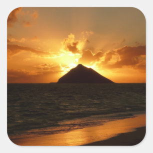 Hawaii zonsopgang op de strandsticker vierkante sticker