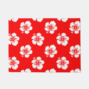 Hawaiiaans Hibiscus rood-wit Deurmat