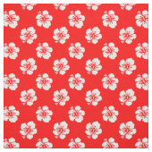 Hawaiiaans Hibiscus rood-wit Stof (Swatch)