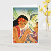 Hawaiiaans Meisje Kaart (Gele Bloem)