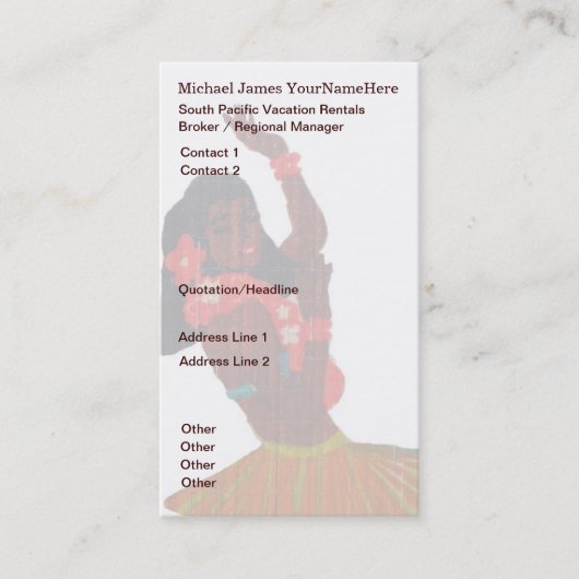 Hawaiiaans onroerend goed in de zuidelijke Stille Visitekaartje (Voorkant)