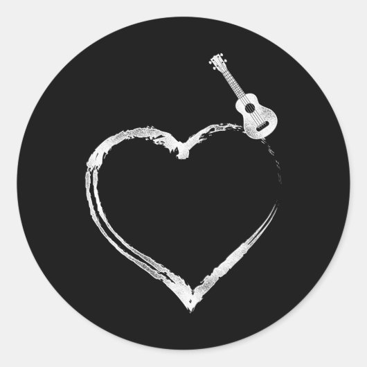 Hawaiiaans ukelele uke hart ronde sticker (Voorkant)