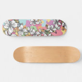 Hawaiiaanse bloem Hibiscus white pastels floral Skateboard (Horizontaal)