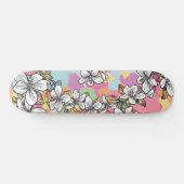 Hawaiiaanse bloem Hibiscus white pastels floral Skateboard (Horizontaal)