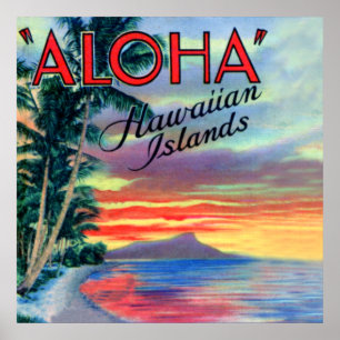 Hawaiiaanse eilanden Aloha Sunset Poster
