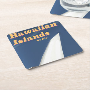 Hawaiiaanse eilanden commercieel reisposter vierkante kartonnen onderzetter