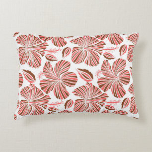 Hawaiiaanse hibiscus bloemen: bruine tropische sti accent kussen