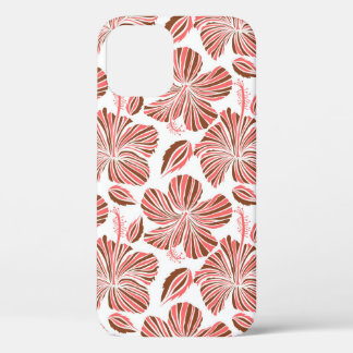 Hawaiiaanse hibiscus bloemen: bruine tropische sti iPhone 12 hoesje