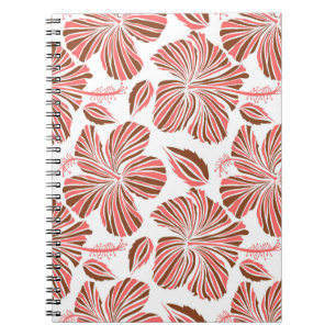 Hawaiiaanse hibiscus bloemen: bruine tropische sti notitieboek