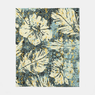Hawaiiaanse hibiscus stof met tribale achtergrond fleece deken