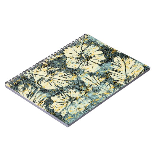 Hawaiiaanse hibiscus stof met tribale achtergrond notitieboek (Linkerzijde)