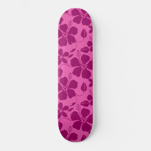HAWAIIAANSE HULA (HIBISCUS) BURGUNDY WIJN SKATEBOARD