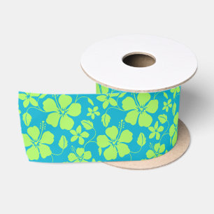 HAWAIIAANSE HULA (HIBISCUS) TEAL LIME LINT