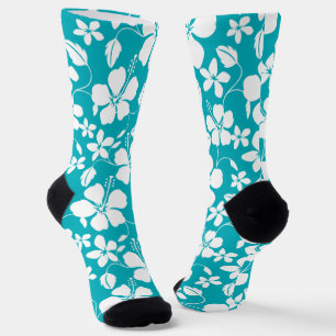 HAWAIIAANSE HULA (HIBISCUS) TURQUOISE SOKKEN