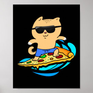 Hawaiiaanse kat op Pizza Slice Poster
