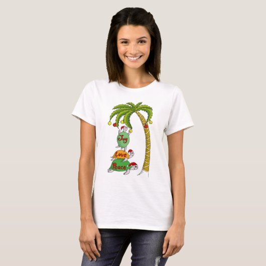 Hawaiiaanse kerstschildpad Santas T-shirt (Voorkant volledig)