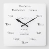 Hawaiiaanse nummers aangepaste tijdzone land vierkante klok (Voorkant)