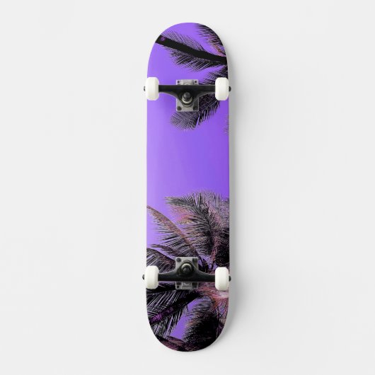 Hawaiiaanse palmbomen skateboard, paars skateboard (Voorkant)