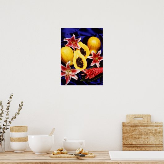 Hawaiiaanse papaja's met leugens en rode gemberblo poster (Keuken)