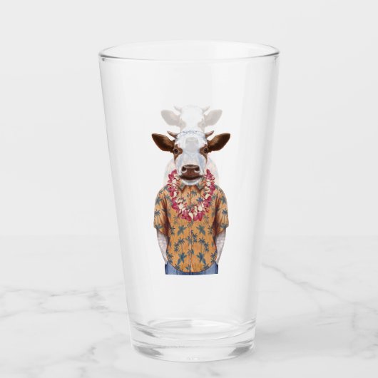 Hawaiiaanse Shirt Cow Glas (Voorkant)