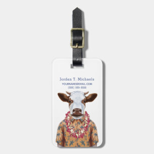 Hawaiiaanse Shirt Cow   Jouw namen toevoegen Bagagelabel