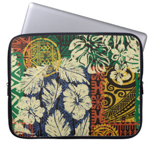 Hawaiiaanse stamelementen en hibiscus fabric patch laptop sleeve
