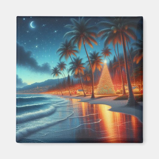 Hawaiiaanse/tropische kerst magneet (Voorkant)