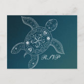 Hawaiiaanse zeeschildpad witte turquoise strandbru uitnodiging briefkaart (Voorkant)