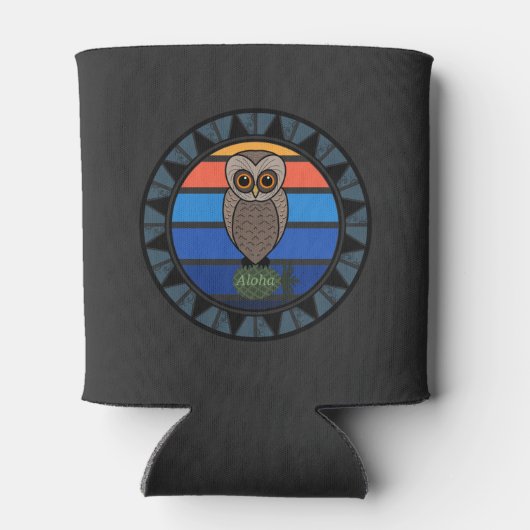 Hawaiiam Pueo Uil Retro Sun Circle Blikjeskoeler (Achterkant)