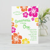 Hawaiian Aloha 1er Anniversaire Cute Invitations (Debout devant)