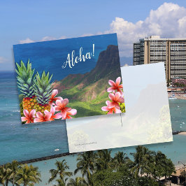 Hawaiian Aloha Flowers Pananas and Mountains Briefkaart