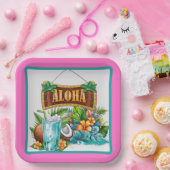 Hawaiian Aloha Papieren Bordje (Feest)