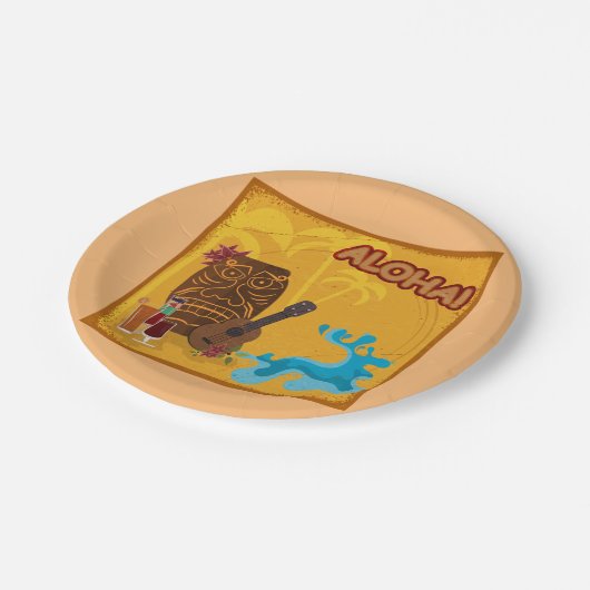 Hawaiian Aloha Tiki Bar Retro Luau Party Papieren Bordje (Gekanteld)