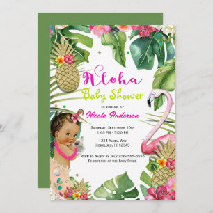 Hawaiian Aloha Tropical Baby Meisje Douche Kaart