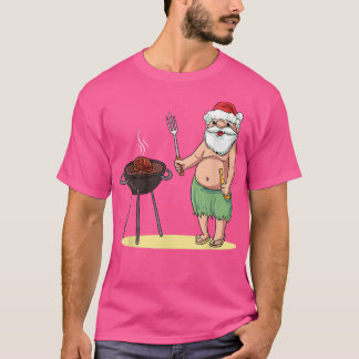 Hawaiian BBQ Santa Claus Kerstmis in juli T-Shirt