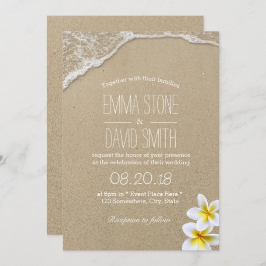 Hawaiian Beach Destination Mariage Invitations (Devant / Derrière)