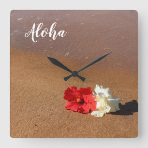Hawaiian Beach Hibiscus Wall klok