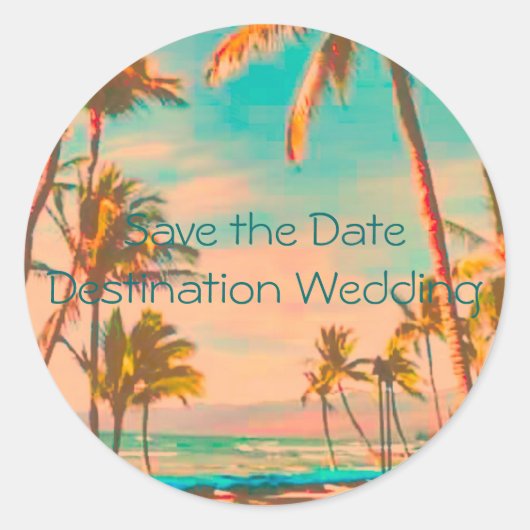  Hawaiian Beach Scene Ronde Sticker (Voorkant)
