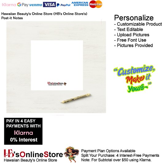 Hawaiian Beauty's Online Store (HB's Online Store) Post-it® Notes