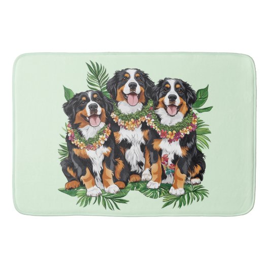 Hawaiian Bernese Mountain Dogs Flower Lei Badmat (Voorkant)