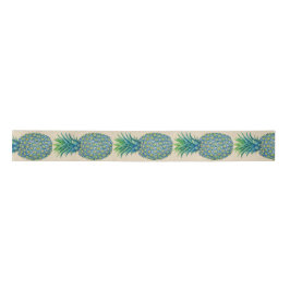 Hawaiian Blue Tropical Pineapples Ribbon Lint