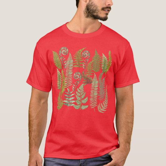 Hawaiian Botanical Fern Leaf Green Plants Botany E T-shirt (Voorkant)