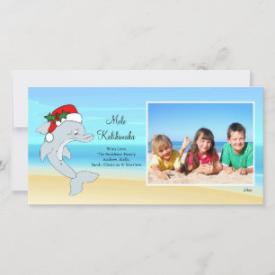 Hawaiian Christmas Dolphin Kerstkaart. Feestdagenkaart