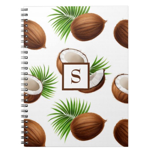 Hawaiian Coconuts Monogram Tropical Notitieboek (Voorkant)