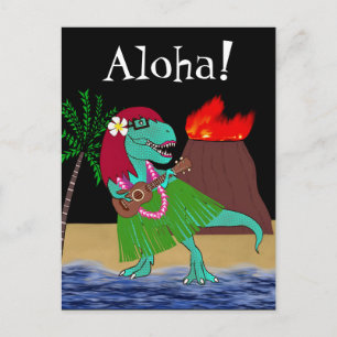 Hawaiian Dinosaur Ukulele Briefkaart