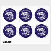 Hawaiian Dolphin Flippin Fabulous-Blue Ronde Sticker (Vel)