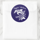 Hawaiian Dolphin Flippin Fabulous-Blue Ronde Sticker (Tas)