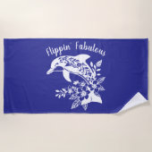 Hawaiian Dolphin Flippin Fabulous-Deep Blue Strandlaken (Voorkant)