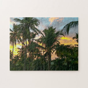 Hawaiian Exotic Beach Palm Trees Sunset Legpuzzel